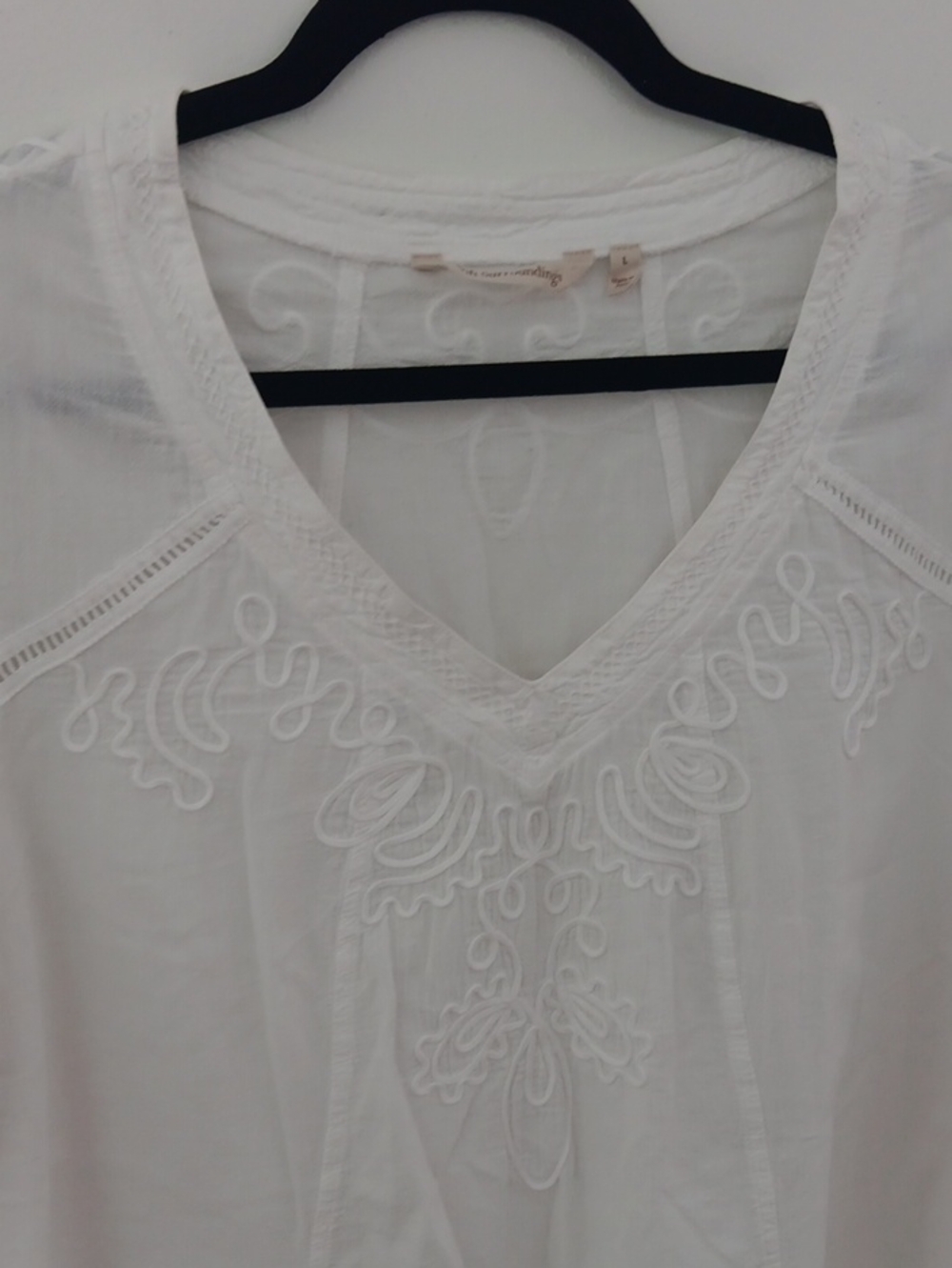 Soft Surroundings White Embroidered V-Neck Tunic #3879